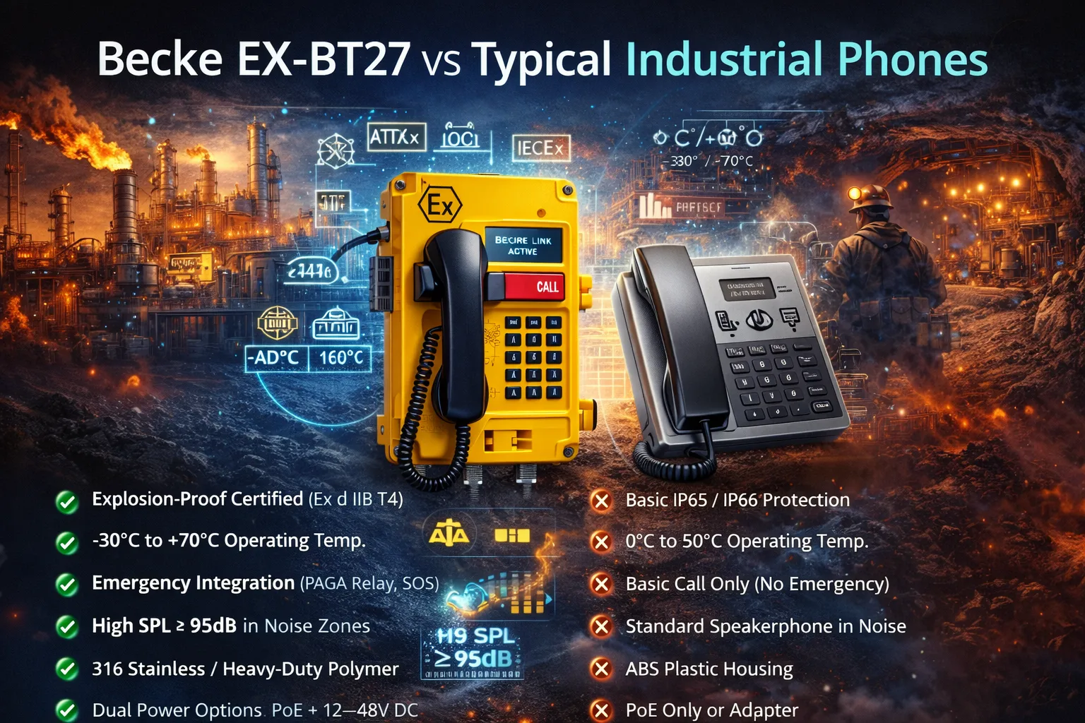 How does the Becke EX-BT27 compare to other industrial phones?