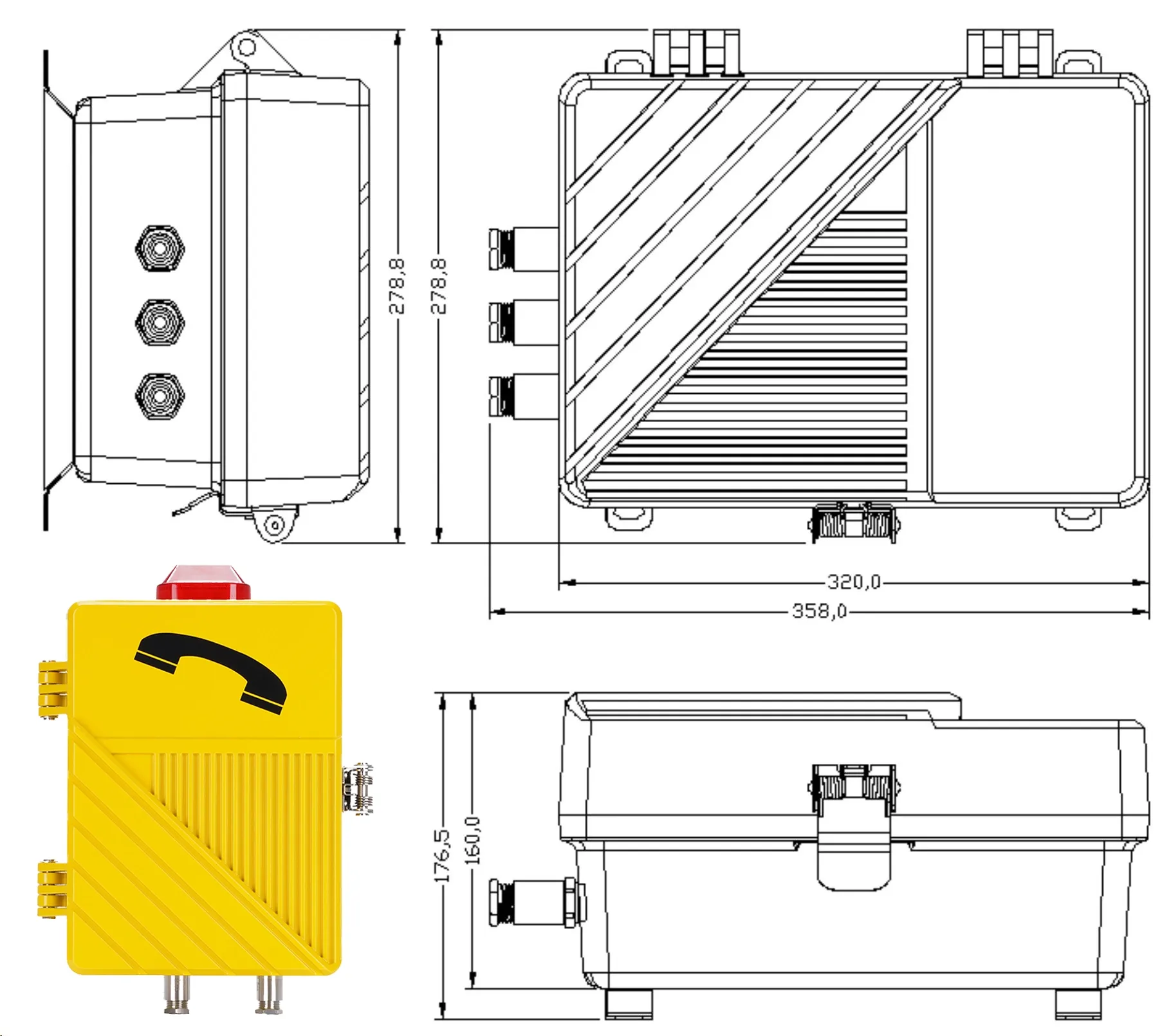 Installation dimensions of explosion-proof telephone