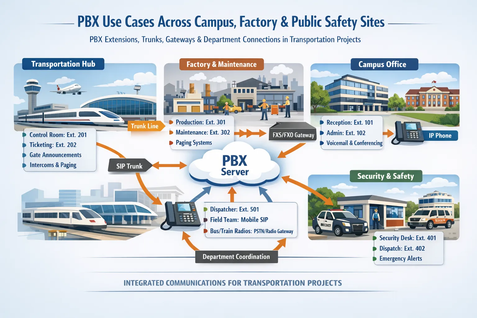PBX Use Cases Across Campus Factory and Public Safety Sites