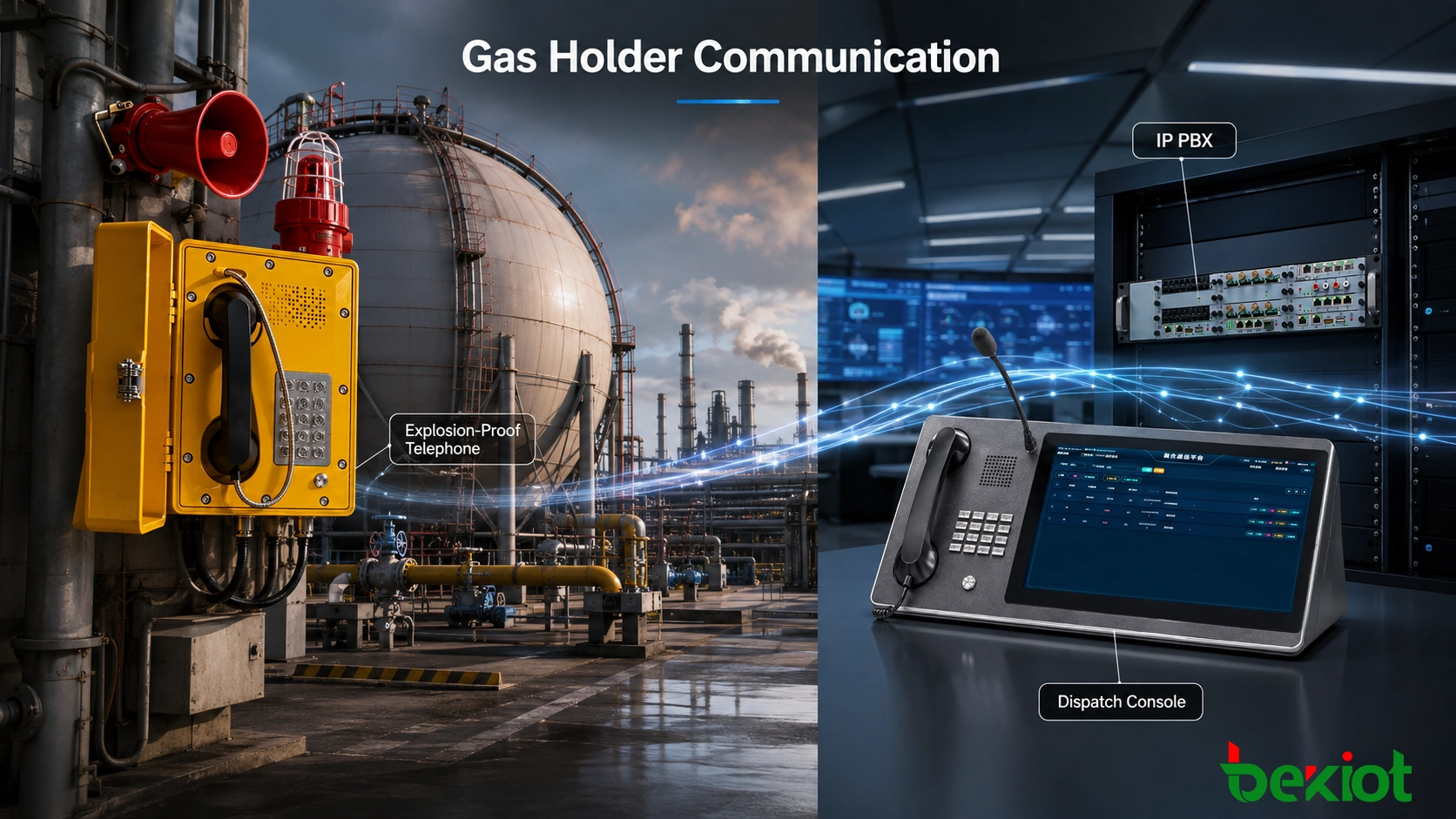 Explosion-proof telephone communication between steel plant gas stations and production dispatch center