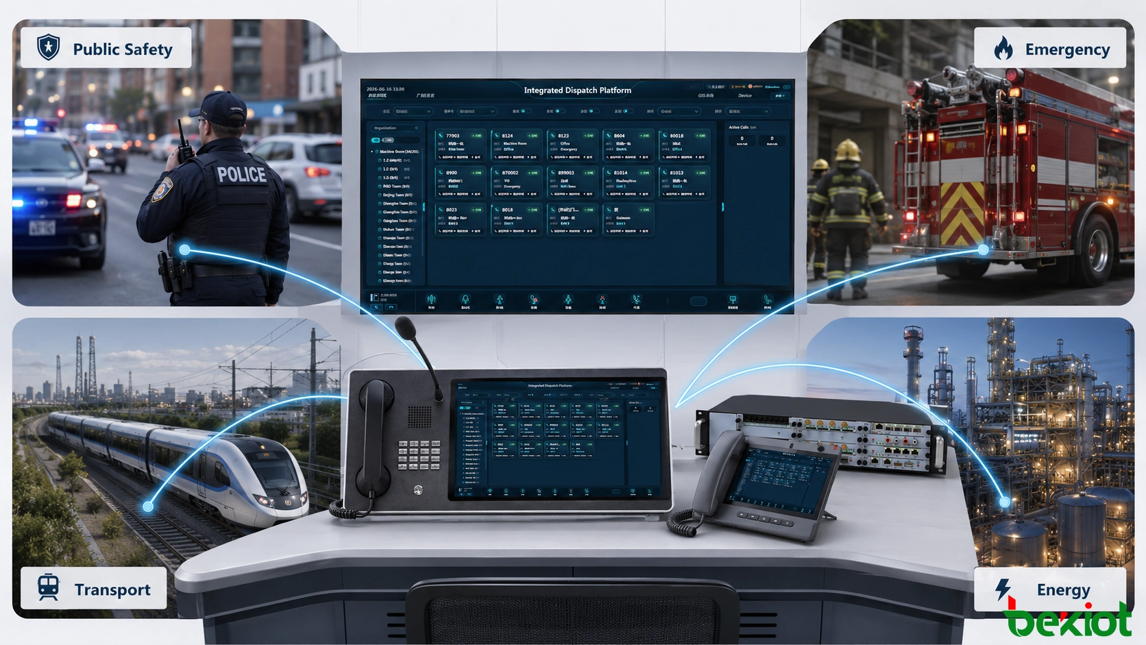 Android dispatch console applications across public safety, emergency rescue, transportation, energy facilities, mining operations, and mobile command environments